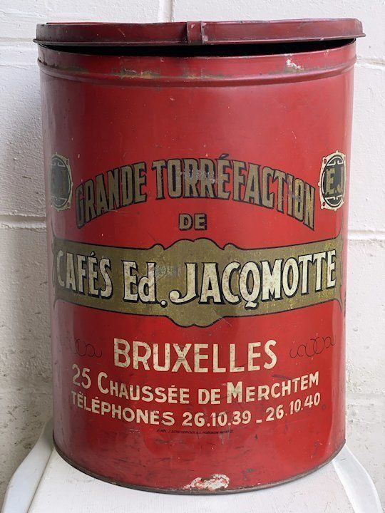 1920s Belgian Coffee Sales Tin photo for sale