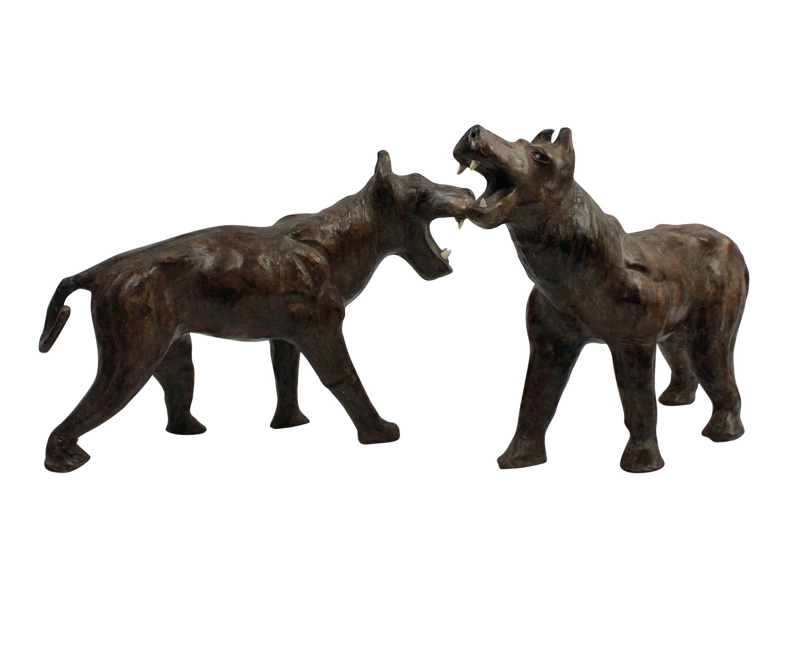 A Pair Of XIX Century Leather Mache Burmese Tigers