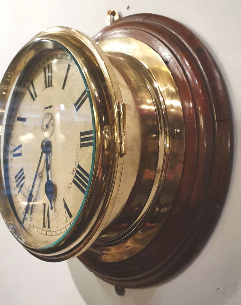 19th Century Marine Brass Ships Clock photo furniture