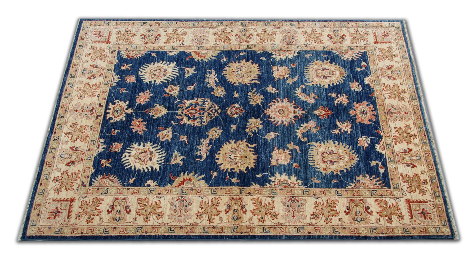 Blue Wool Ziegler Sultanabad Rug, Handwoven Oriental Carpet 150 X 211 Cm photo for sale