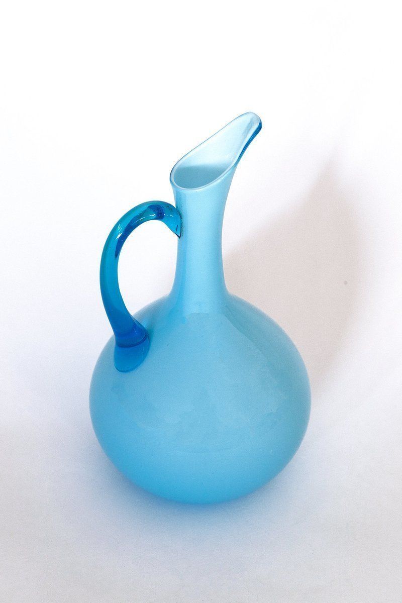 Incamiciato Venini Murano Glass Vase With Handle