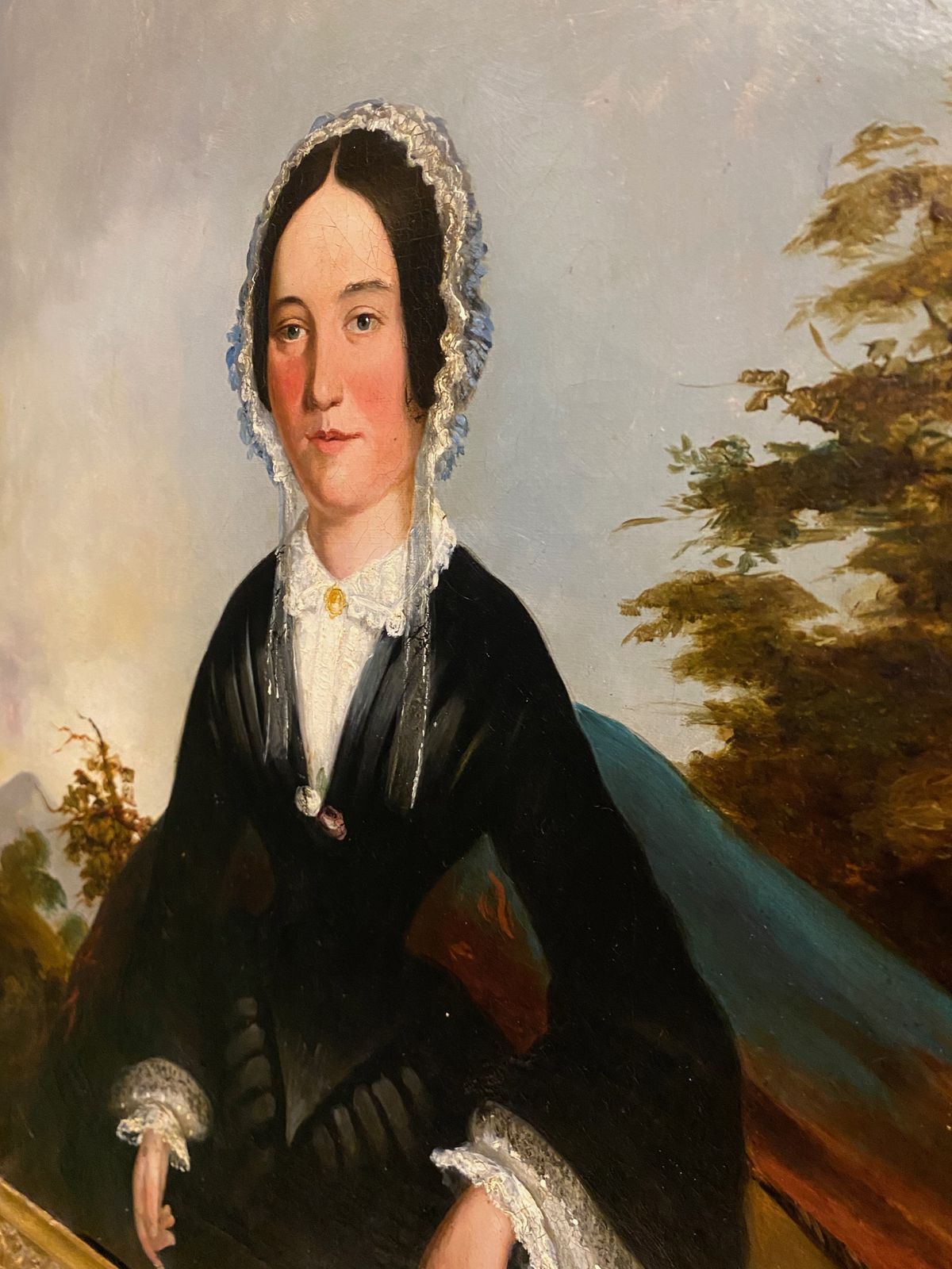 Oil Painting   19th C. Victorian Portrait Of A Lady. photo furniture