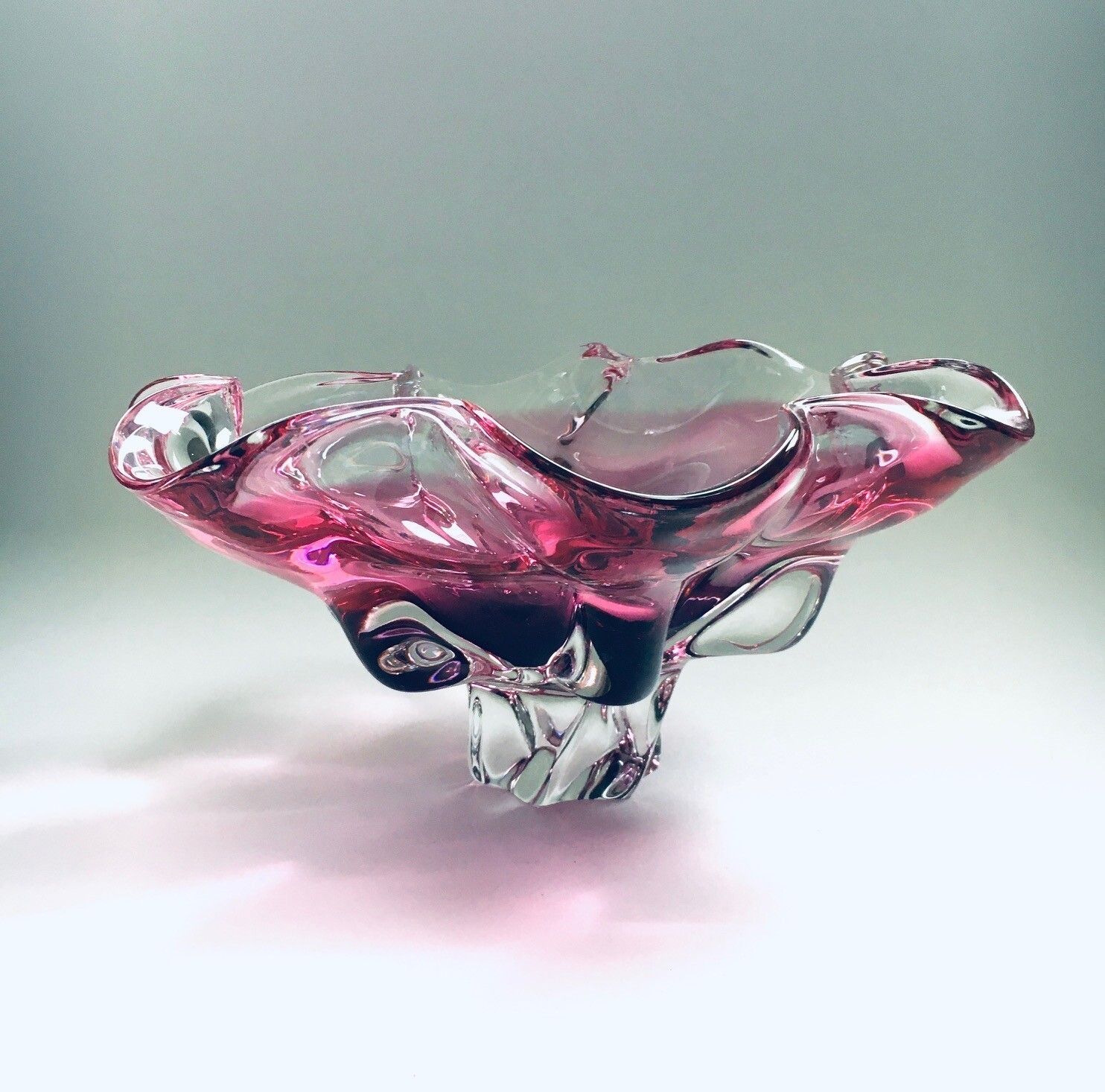 Bohemia Art Glass Bowl By Jozef Hospodka For Chribska Glassworks, Czechoslovakia 1960s photo for sale