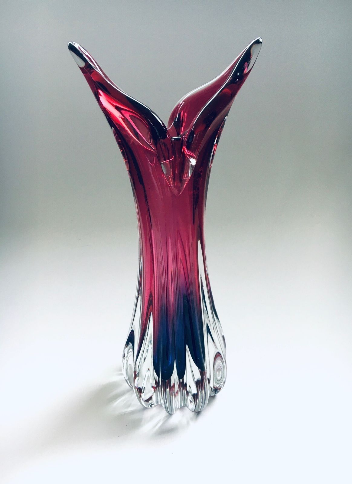 Bohemia Czech Crystal Art Glass Beak Vase By Jozef Hospodka For Chribska Glassworks, 1950s Czechoslovakia photo Home Decor