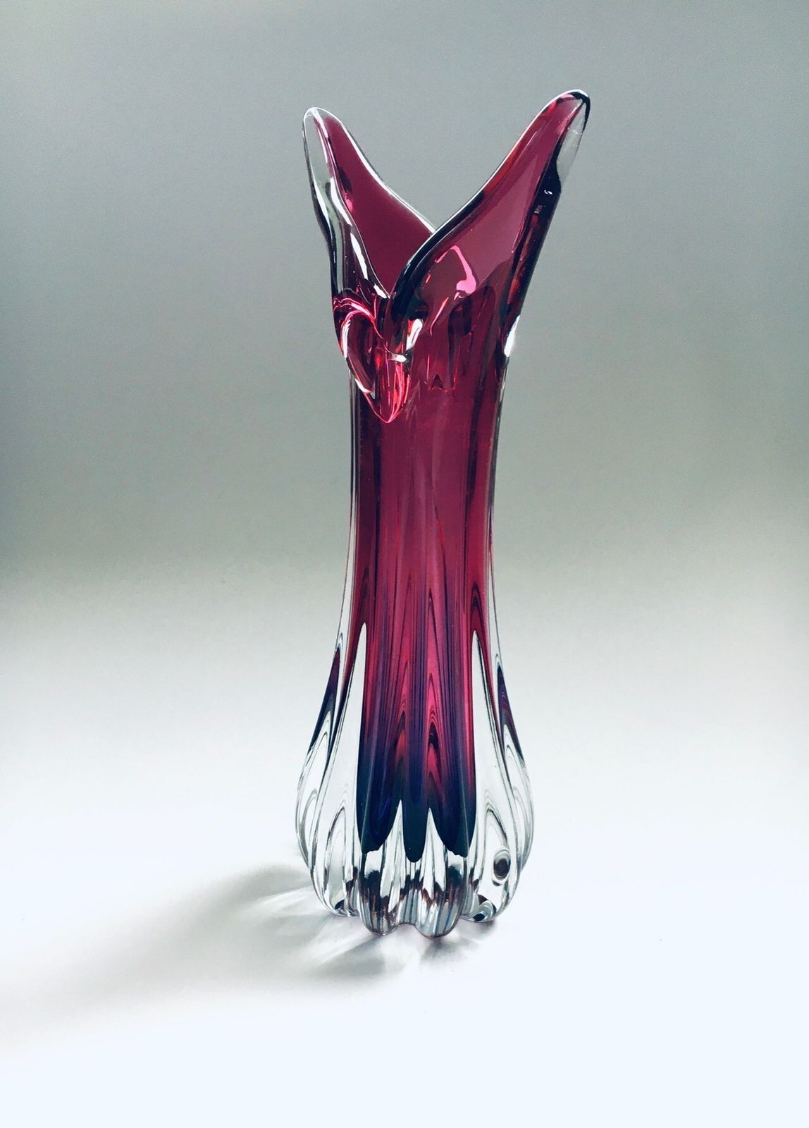 Bohemia Czech Crystal Art Glass Beak Vase By Jozef Hospodka For Chribska Glassworks, 1950s Czechoslovakia photo 233.12