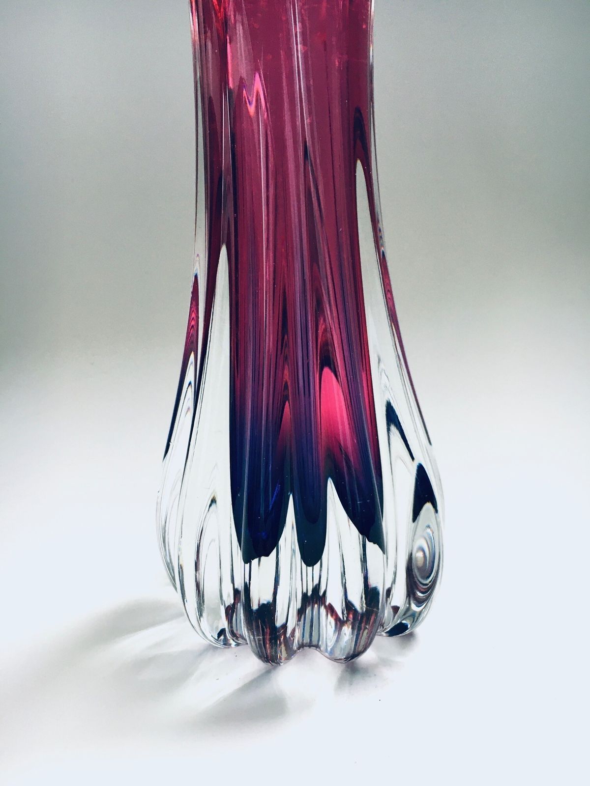 Bohemia Czech Crystal Art Glass Beak Vase By Jozef Hospodka For Chribska Glassworks, 1950s Czechoslovakia photo buy