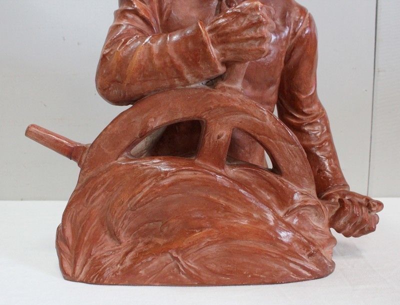 1048.54 Terracotta Bust "Fisherman At The Bar", By L. Morice   Late 19th Century photo