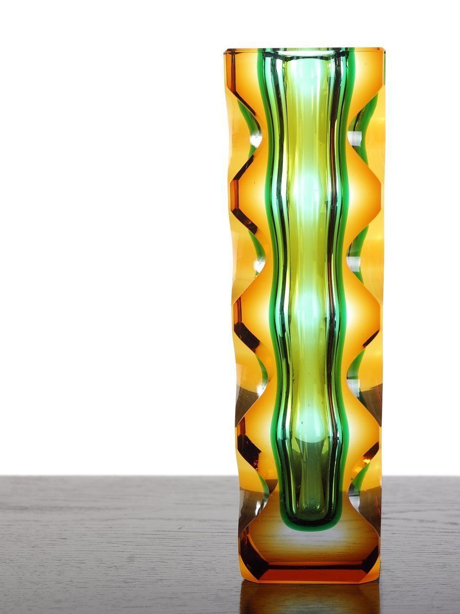Mid Century Czech Bohemian Glass Exbor Vase By Oldrich Lipsky For Novy Bor photo 495.0