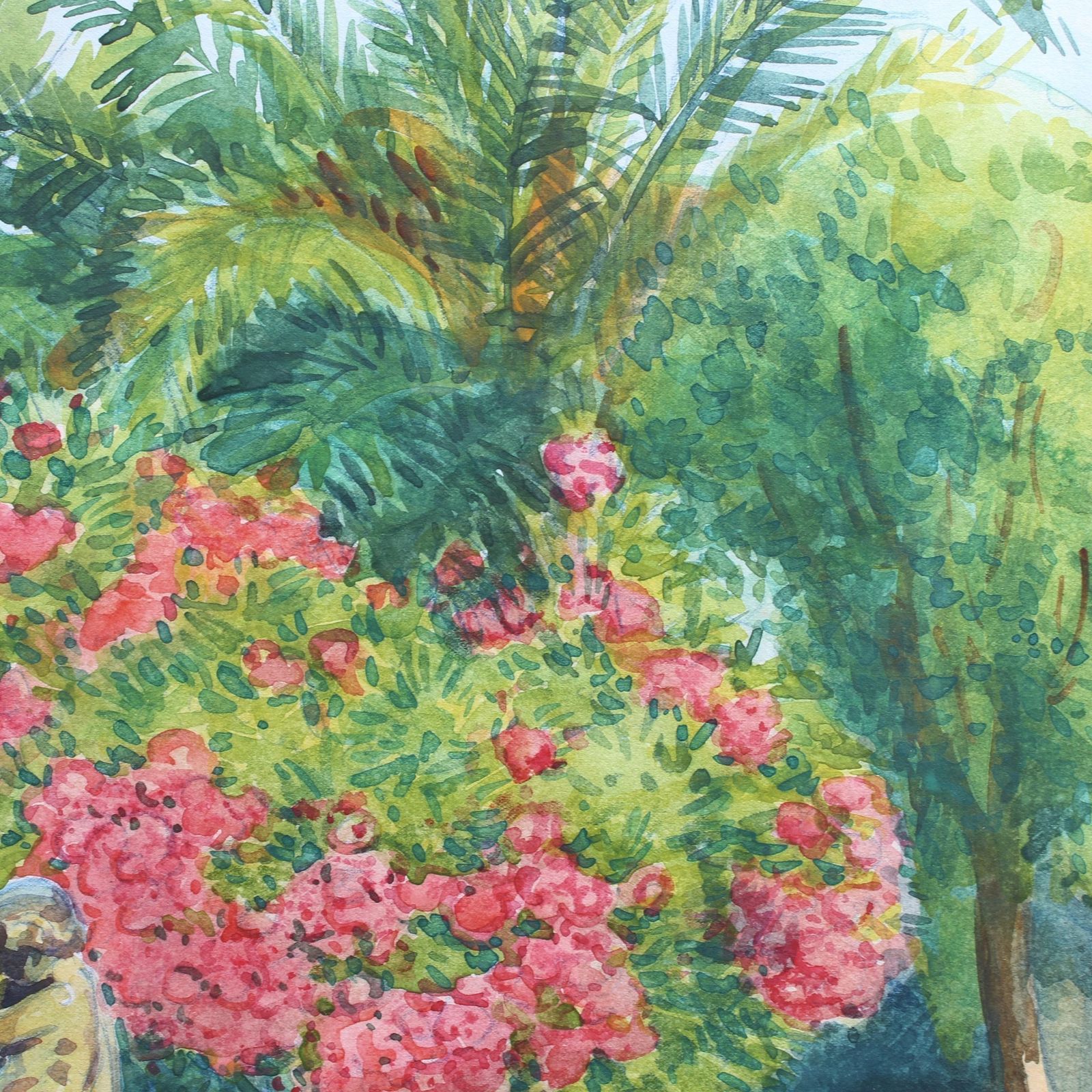Pink Laurels In The Park   Côtes D'azur' By Tony Minartz (Circa 1930s) photo vintage