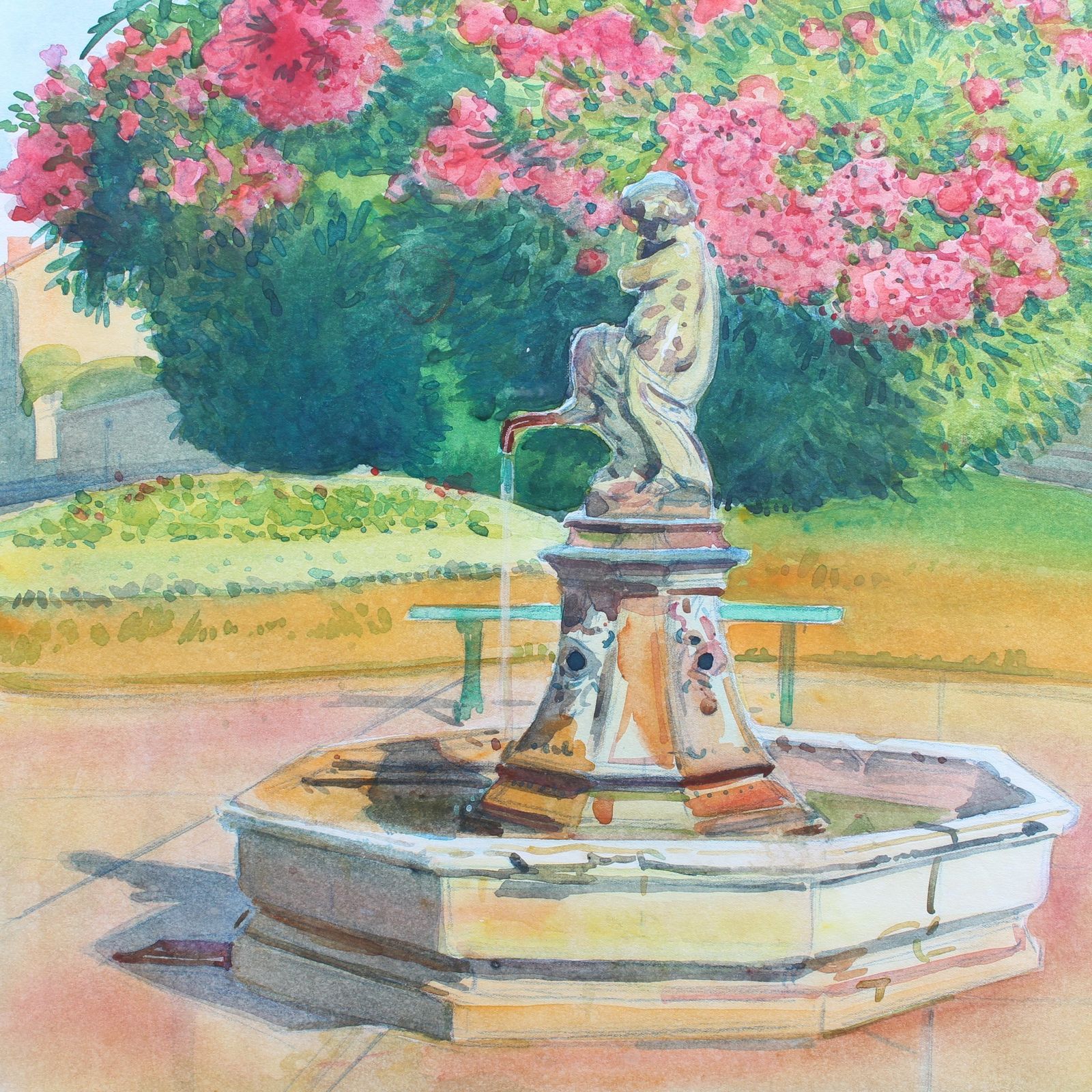 photo buy Pink Laurels In The Park   Côtes D'azur' By Tony Minartz (Circa 1930s)