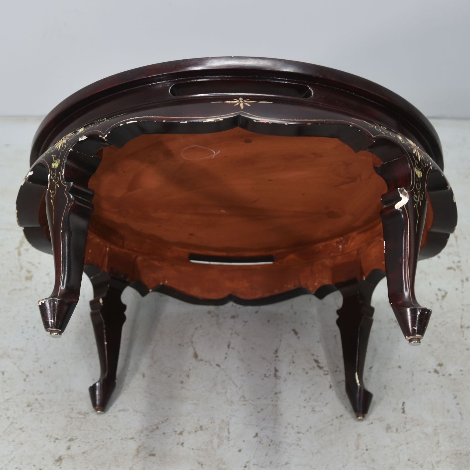 photo furniture Asian Platter Coffee Table Décor With Inlaid Rooster Early 20th Century