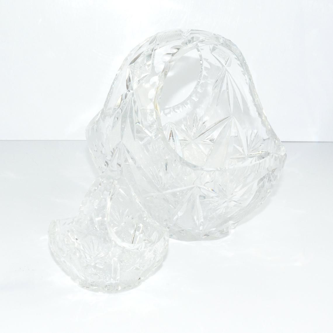 A Pair Of Crystal Baskets Huta Szkła Julia, Poland, 1980s photo Home Decor