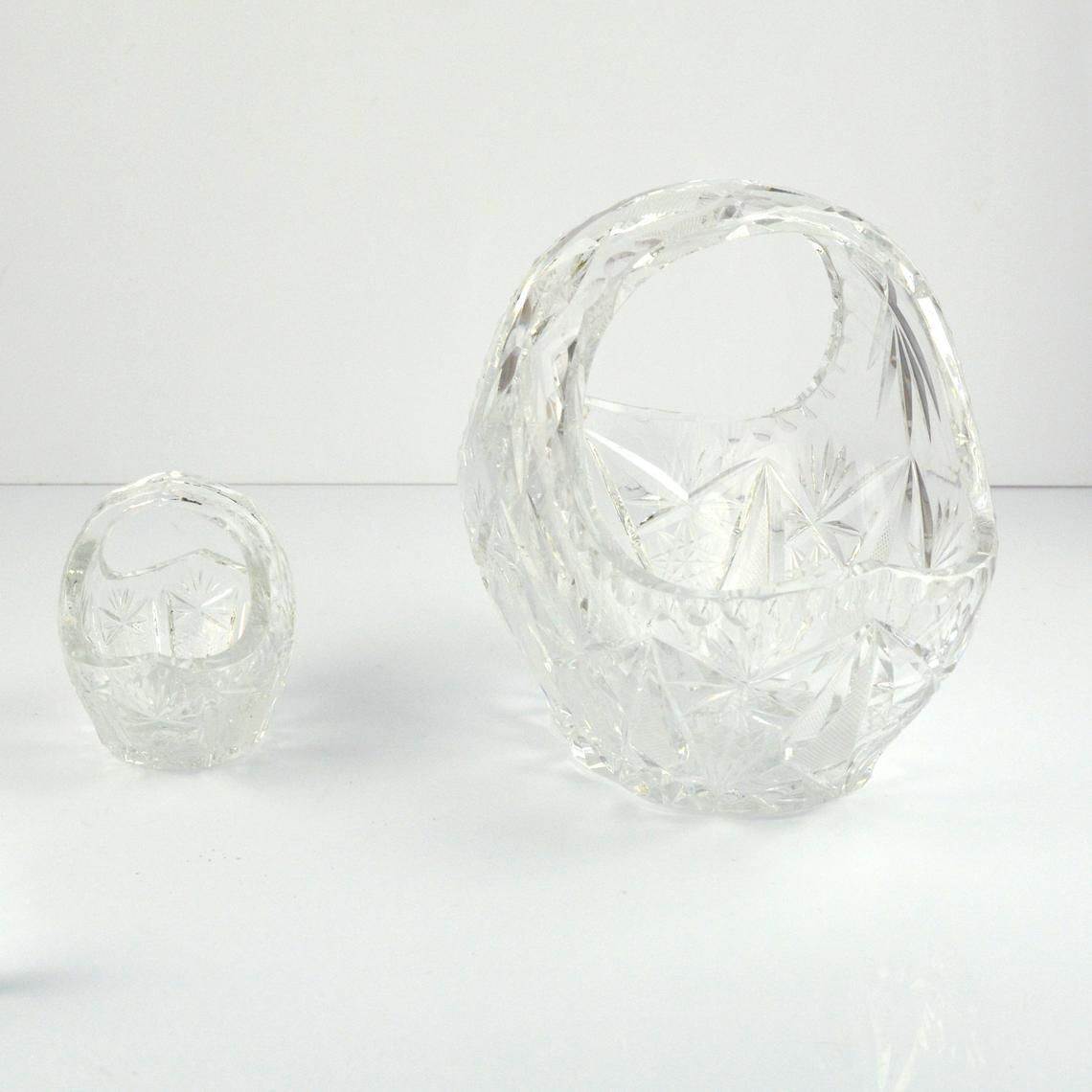 A Pair Of Crystal Baskets Huta Szkła Julia, Poland, 1980s photo buy