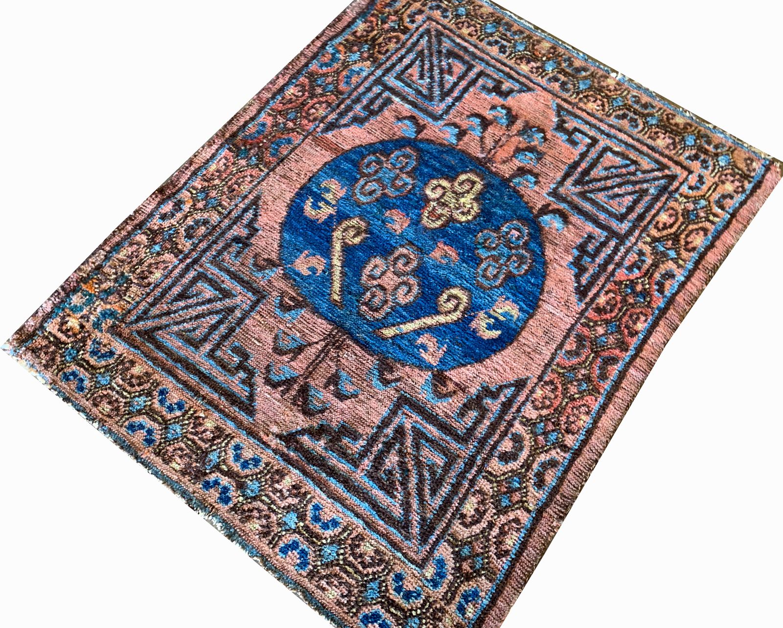 Handwoven Antique Rugs Rust Khotan Rug 74x94 Cm photo for sale