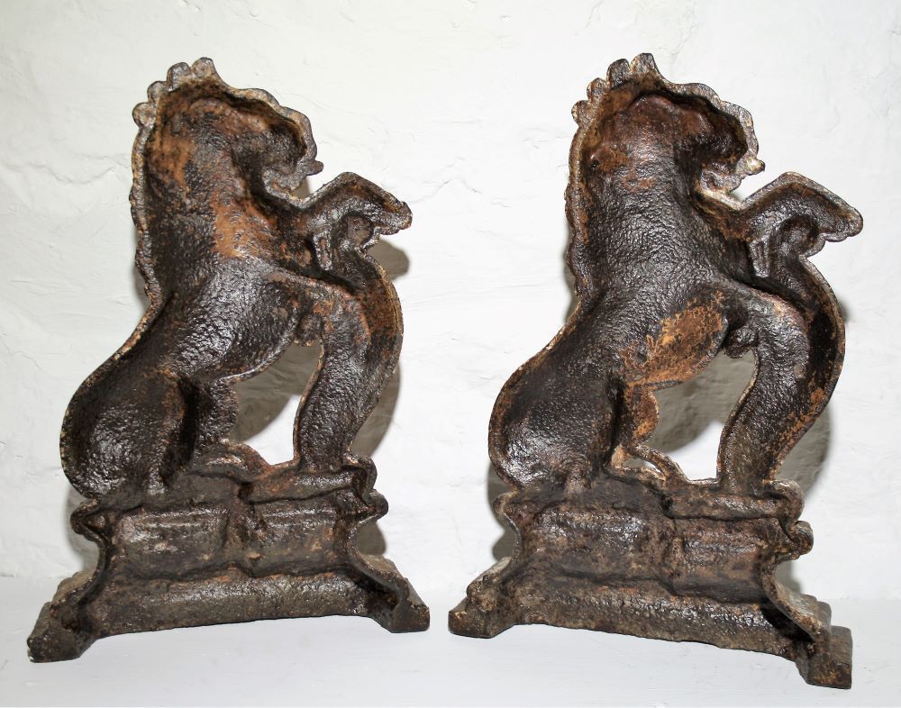 photo furniture Cast Iron Door Stop | Rampant Lions | Shelf Art | Victorian Door Porters