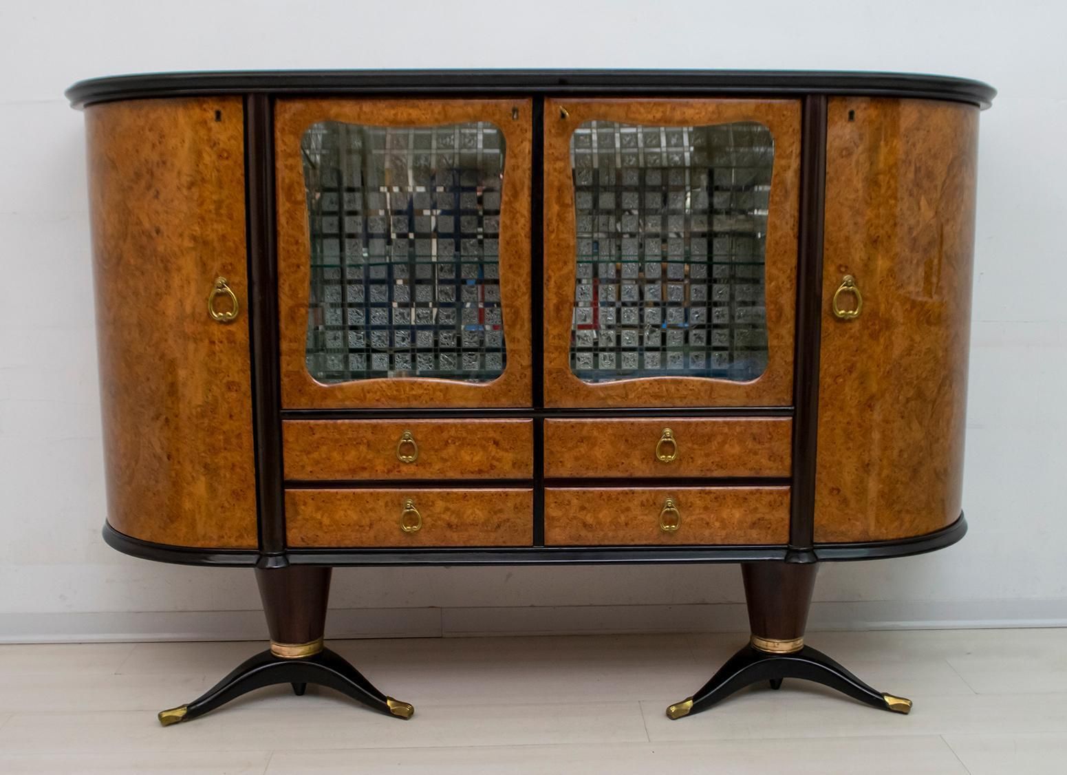 Paolo Buffa Mid Century Modern Italian Mahogany And Walnut Bar Cabinet, 1950s photo furniture