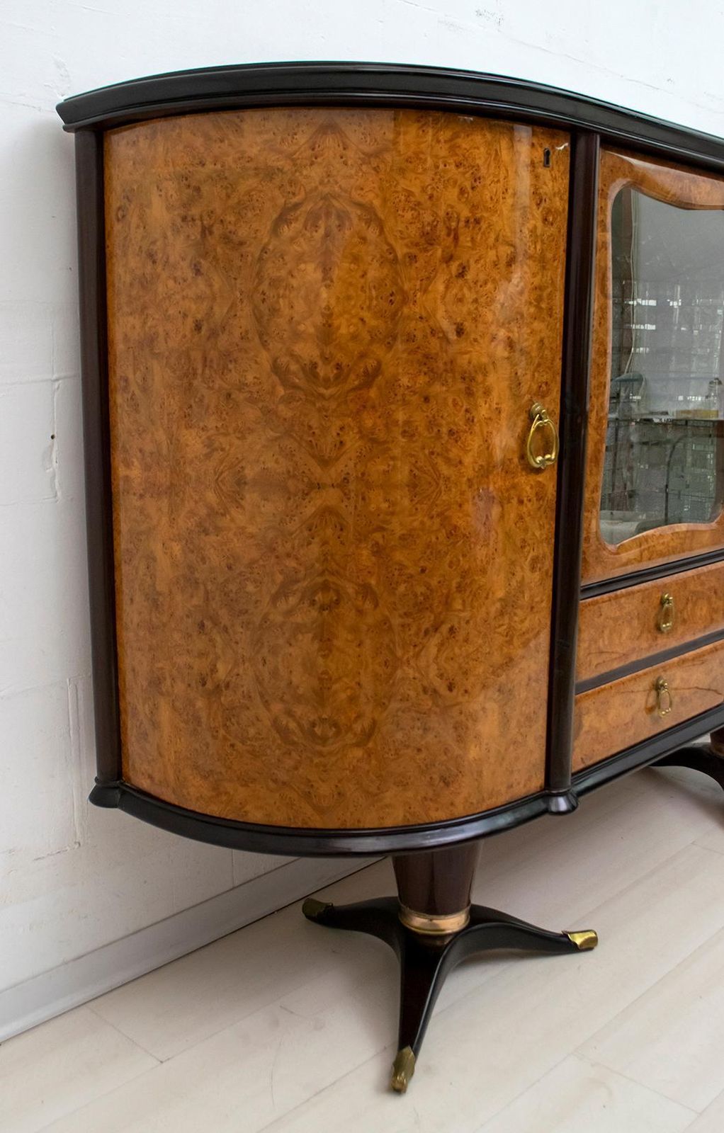 Paolo Buffa Mid Century Modern Italian Mahogany And Walnut Bar Cabinet, 1950s photo vintage