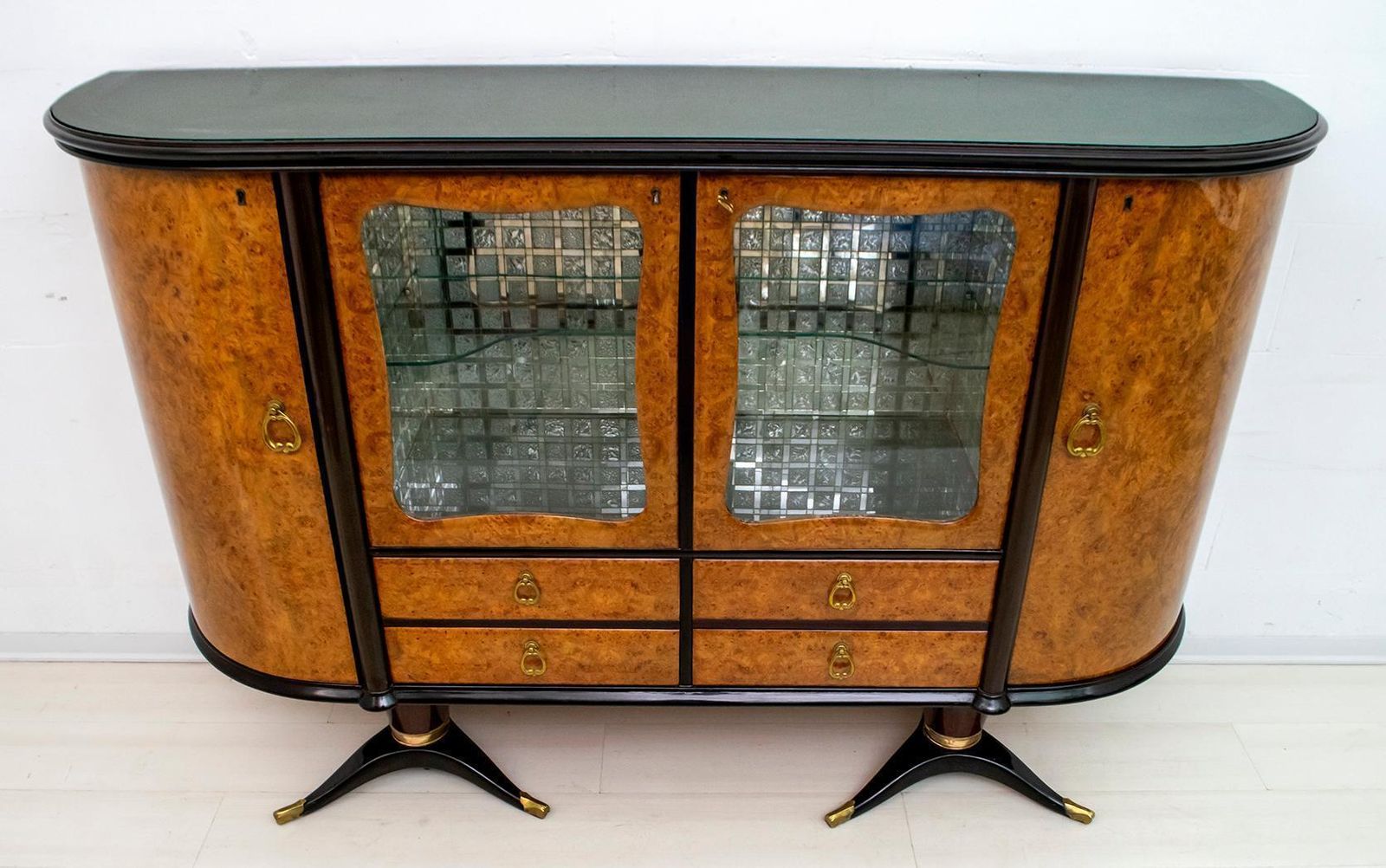 Furniture Paolo Buffa Mid Century Modern Italian Mahogany And Walnut Bar Cabinet, 1950s photo