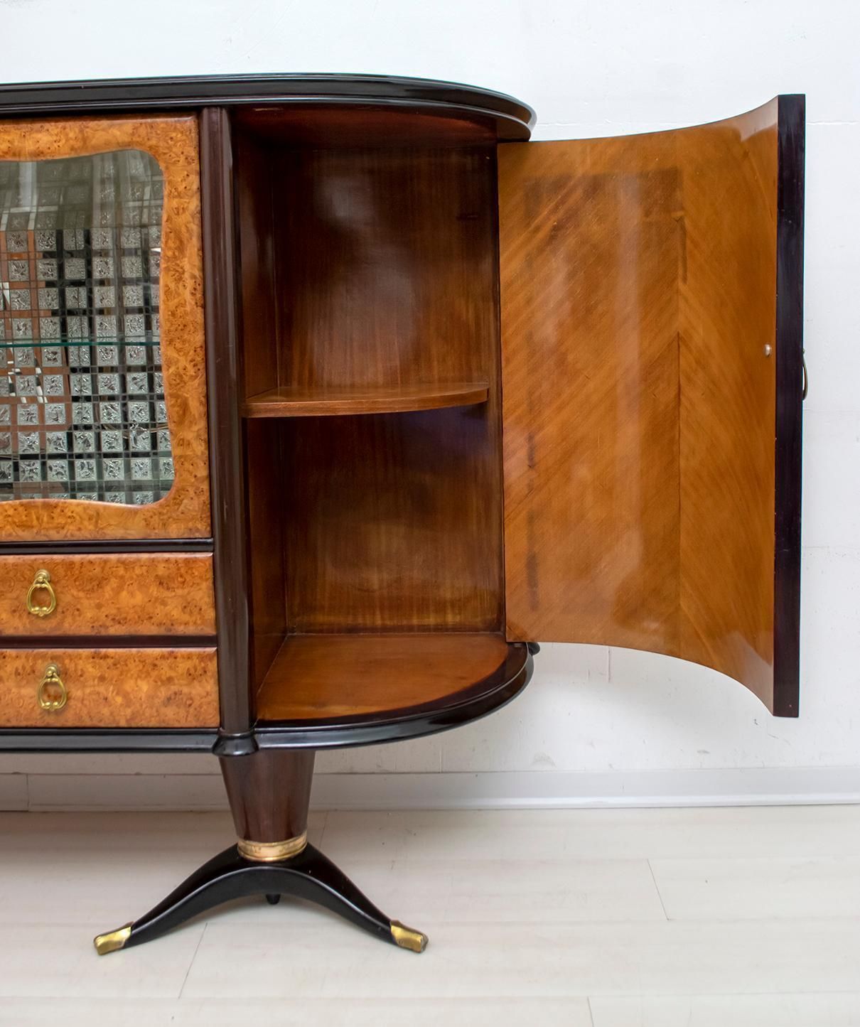 5711.0 Paolo Buffa Mid Century Modern Italian Mahogany And Walnut Bar Cabinet, 1950s photo