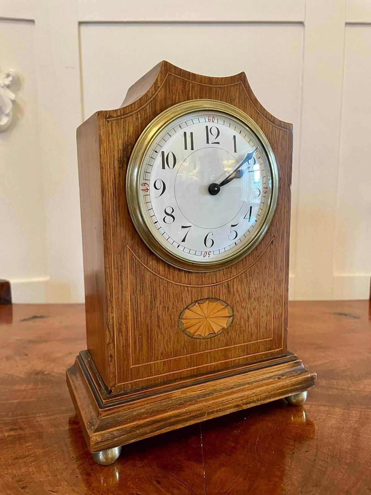 Antique Edwardian Inlaid Mahogany Eight Day Mantel Clock photo furniture