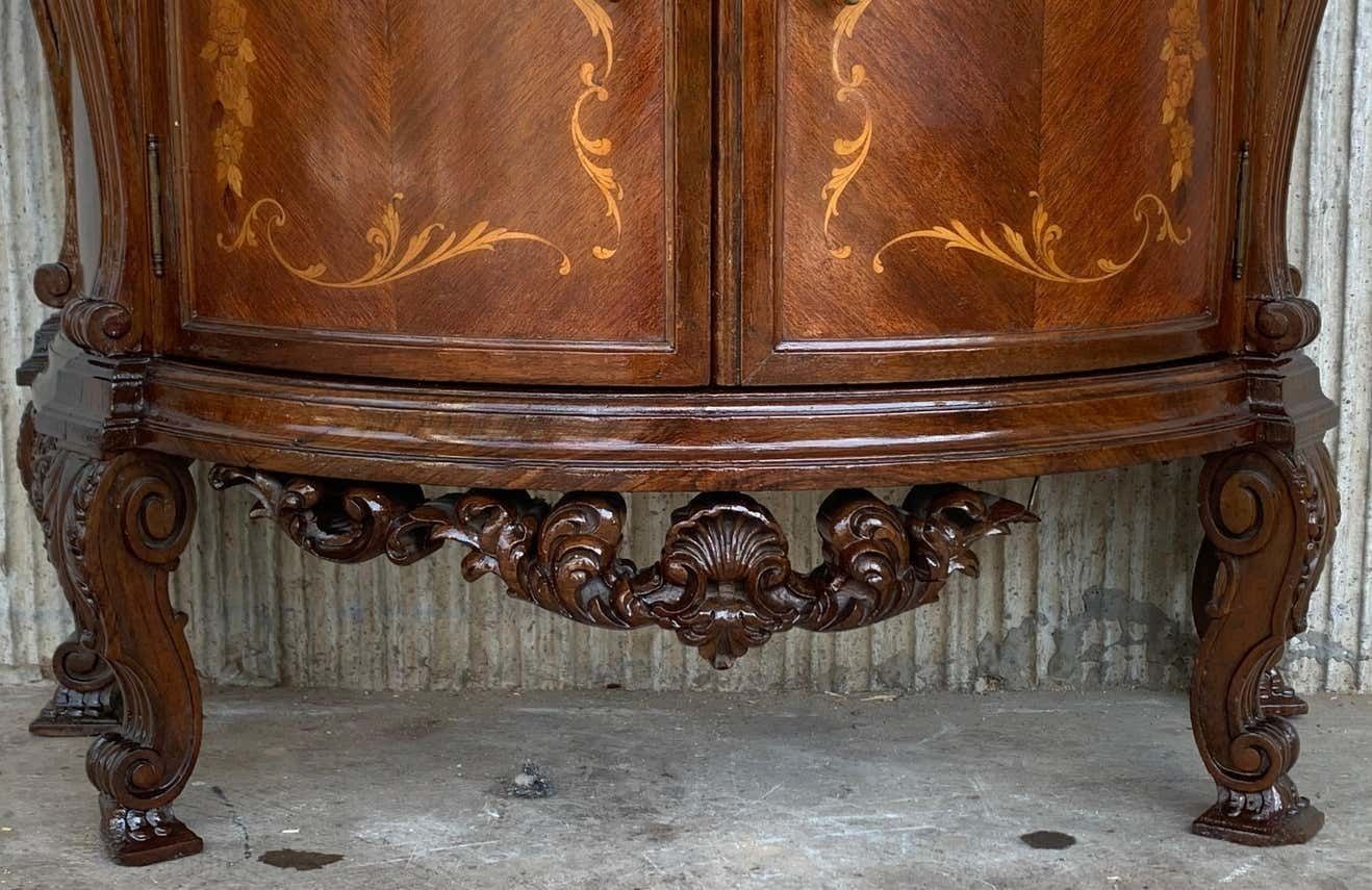 photo buy Paire de tables de chevet sculptées et en marqueterie, deux portes et tiroir caché