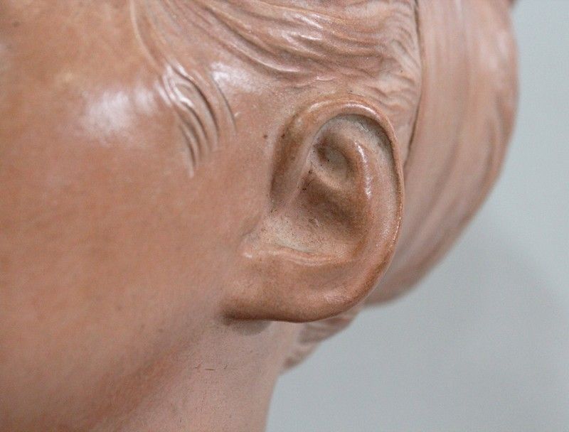 photo for sale Terracotta Bust Of Louise Brongniart, After Houdon    1900
