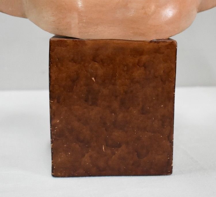 photo vintage Terracotta Bust Of Louise Brongniart, After Houdon    1900