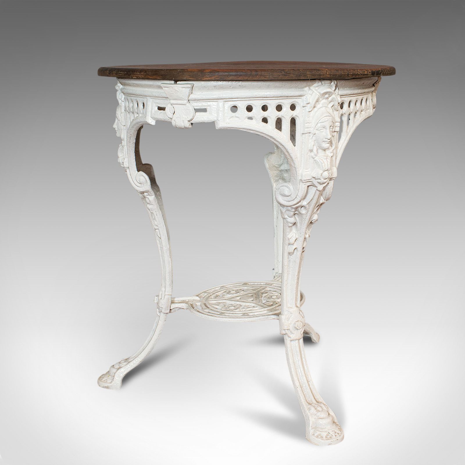 Garden Furniture Antique Britannia Table, English, Cast Iron, Cedar, Garden, Outdoor, Victorian photo