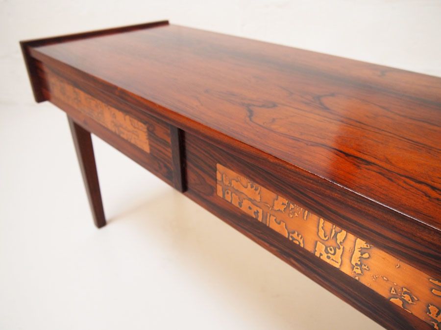 Midcentury Danish Rosewood Hallway Set With Copper Inlay Detail photo buy