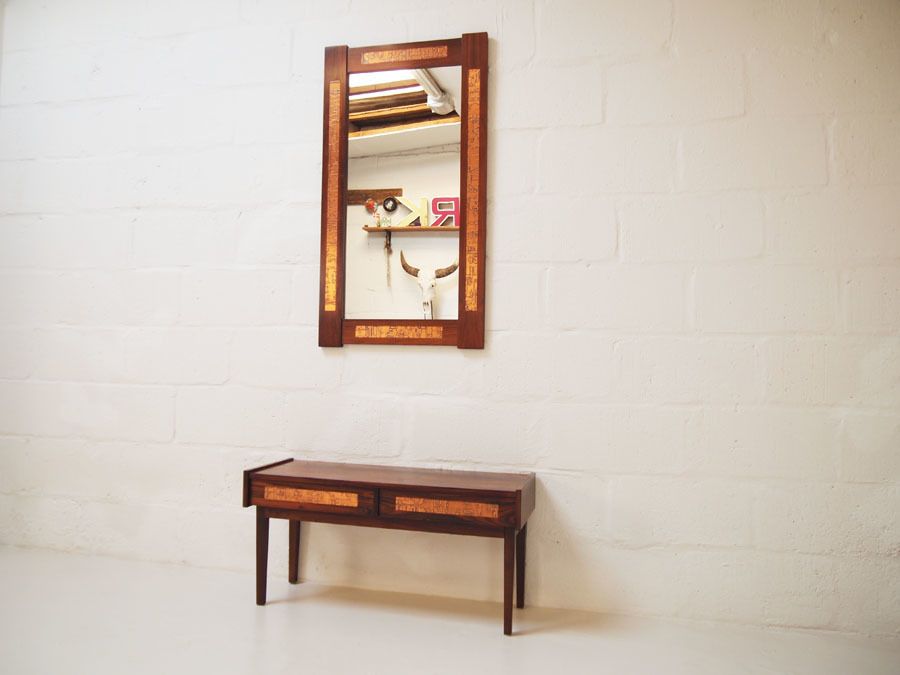 photo for sale Midcentury Danish Rosewood Hallway Set With Copper Inlay Detail