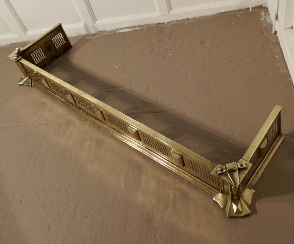 Large Victorian Art Nouveau Brass Fender photo vinterior