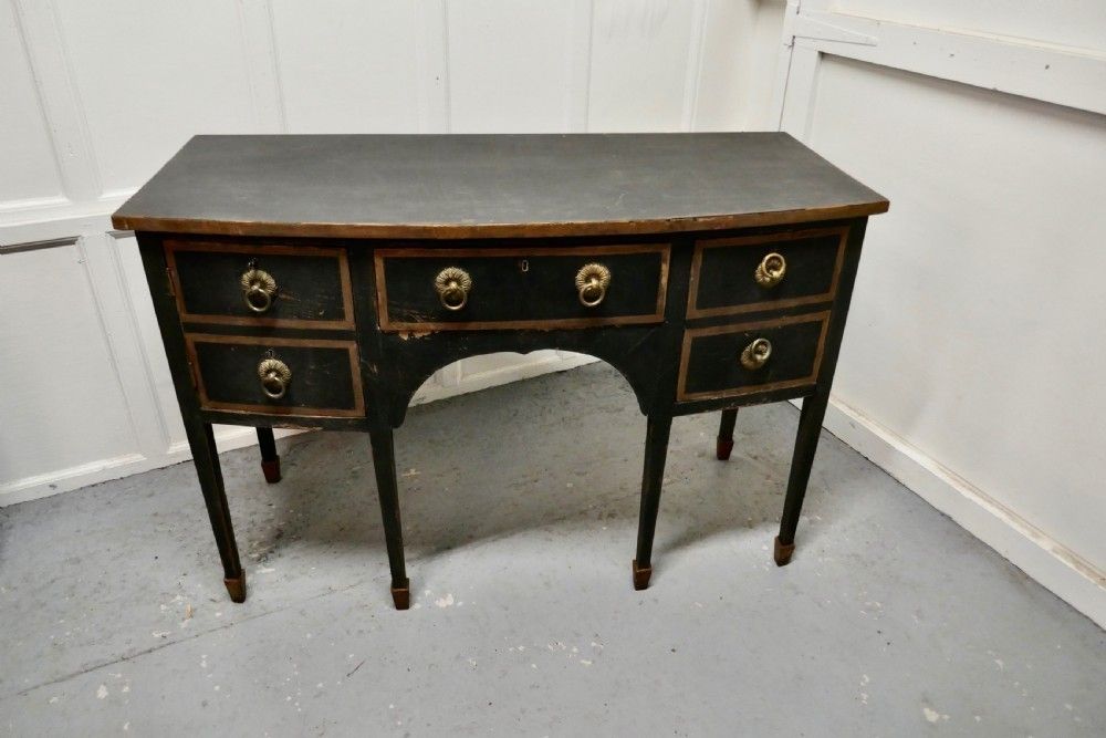 Black And Gold Regency Bow Front Serving Table, With Cellerette photo furniture