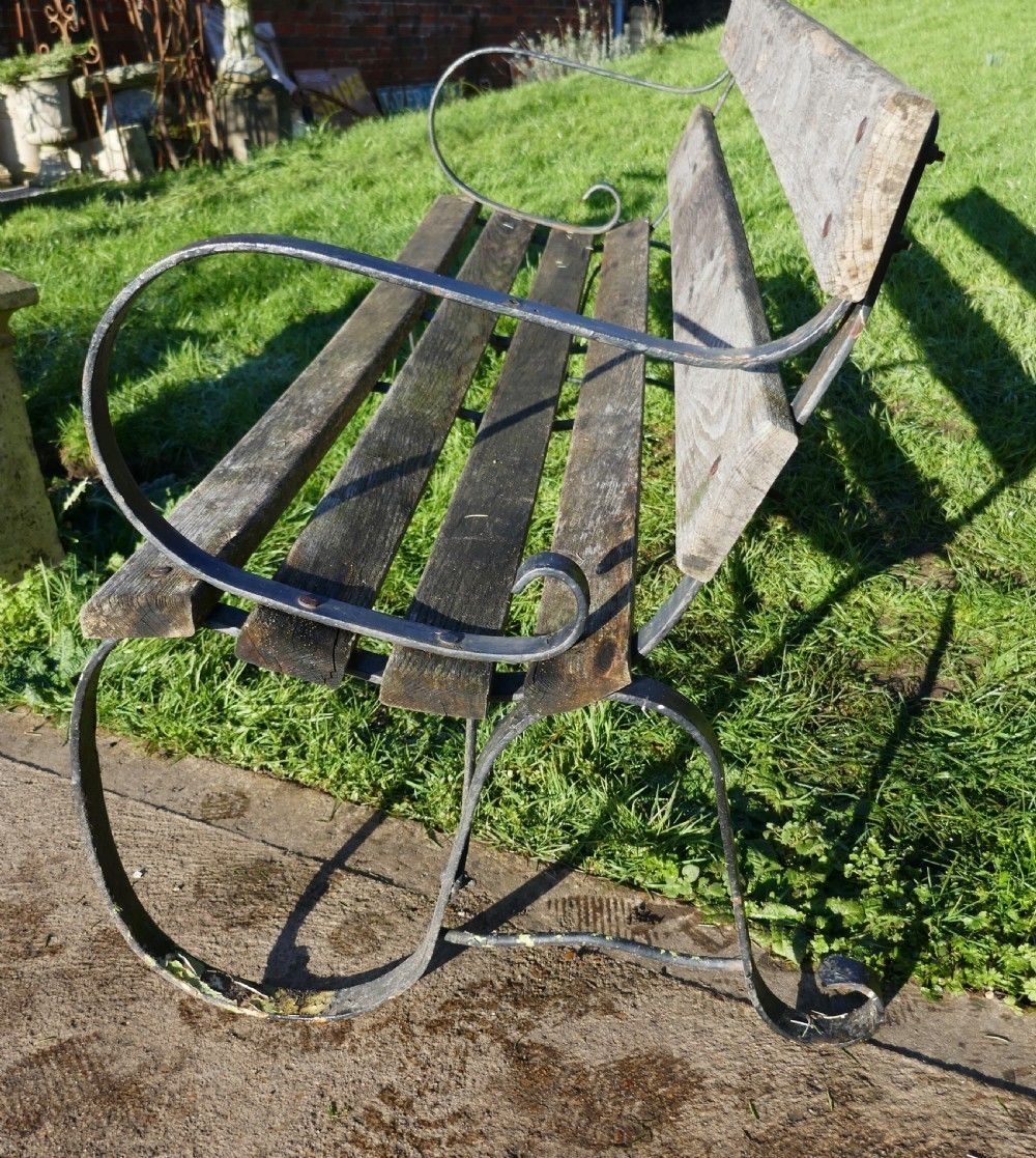 Old Weathered Oak And Iron 6 Bar Garden Bench