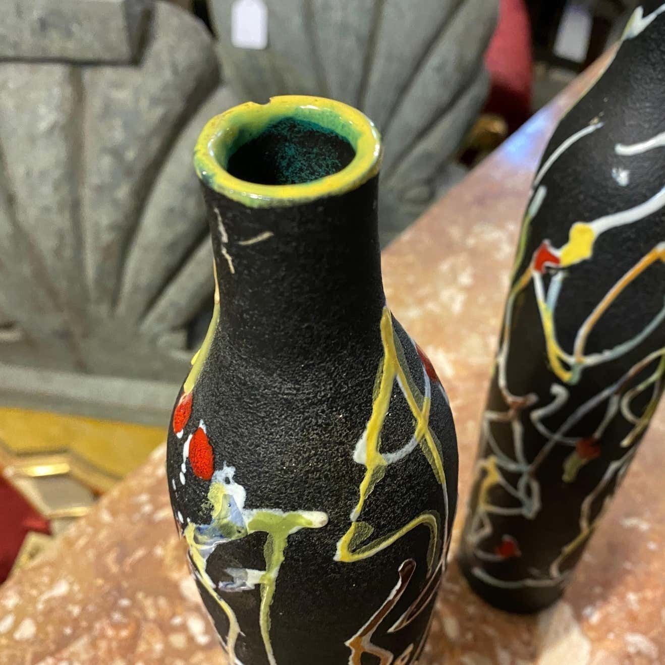 1970s Set Of Two Modernist Italian Ceramic Vases By Ce.As Albisola photo buy