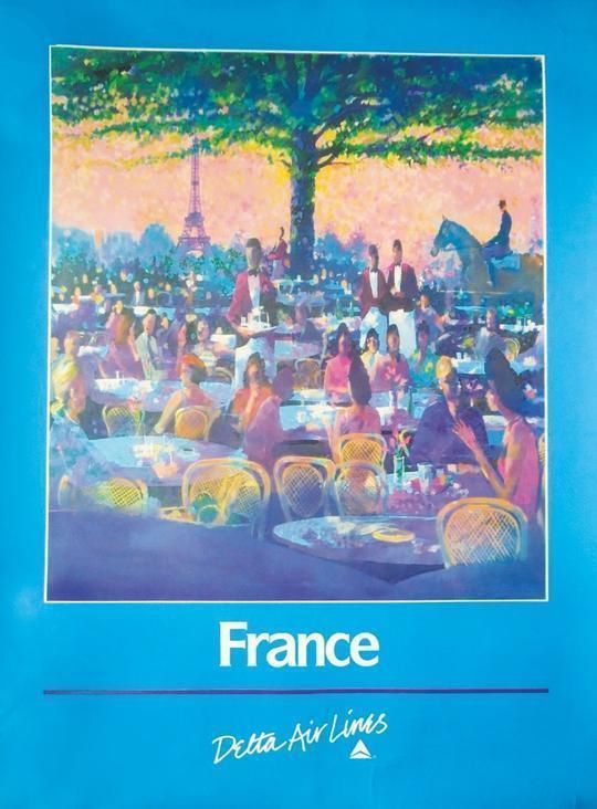 France   Delta Air Lines   Original Vintage Poster