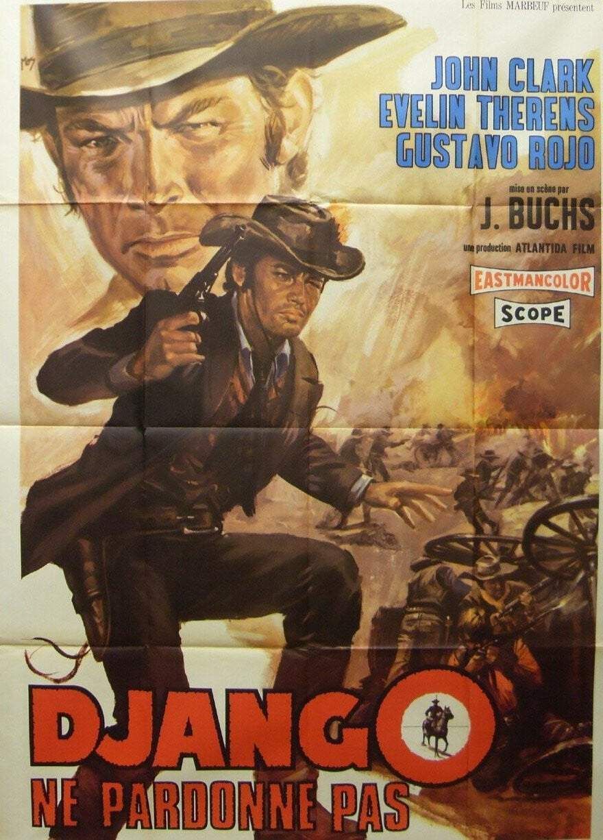 Django Does Not Forgive (French) 1966   Original Vintage Poster