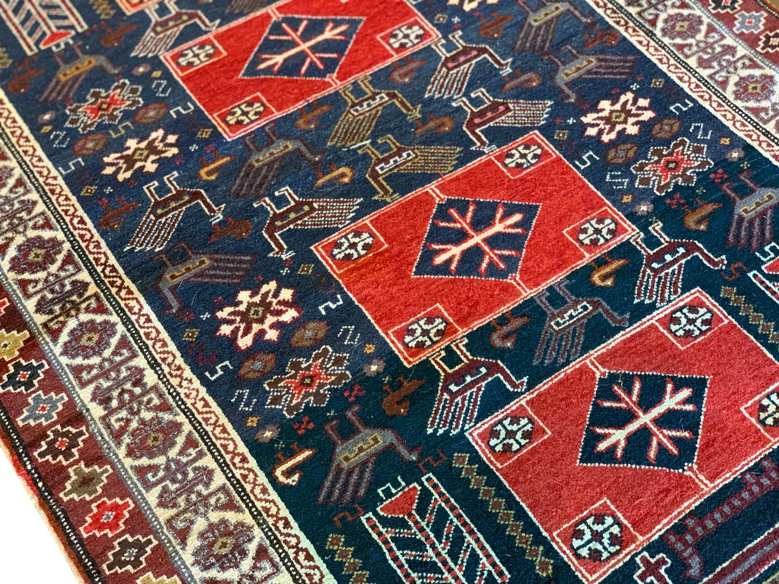 Antique Tribal Caucasian Kuba, Azerbaijan Rug 1880  96x157cm photo vinterior