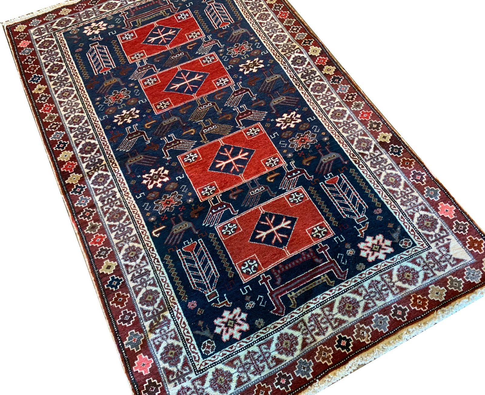 Antique Tribal Caucasian Kuba, Azerbaijan Rug 1880  96x157cm photo buy