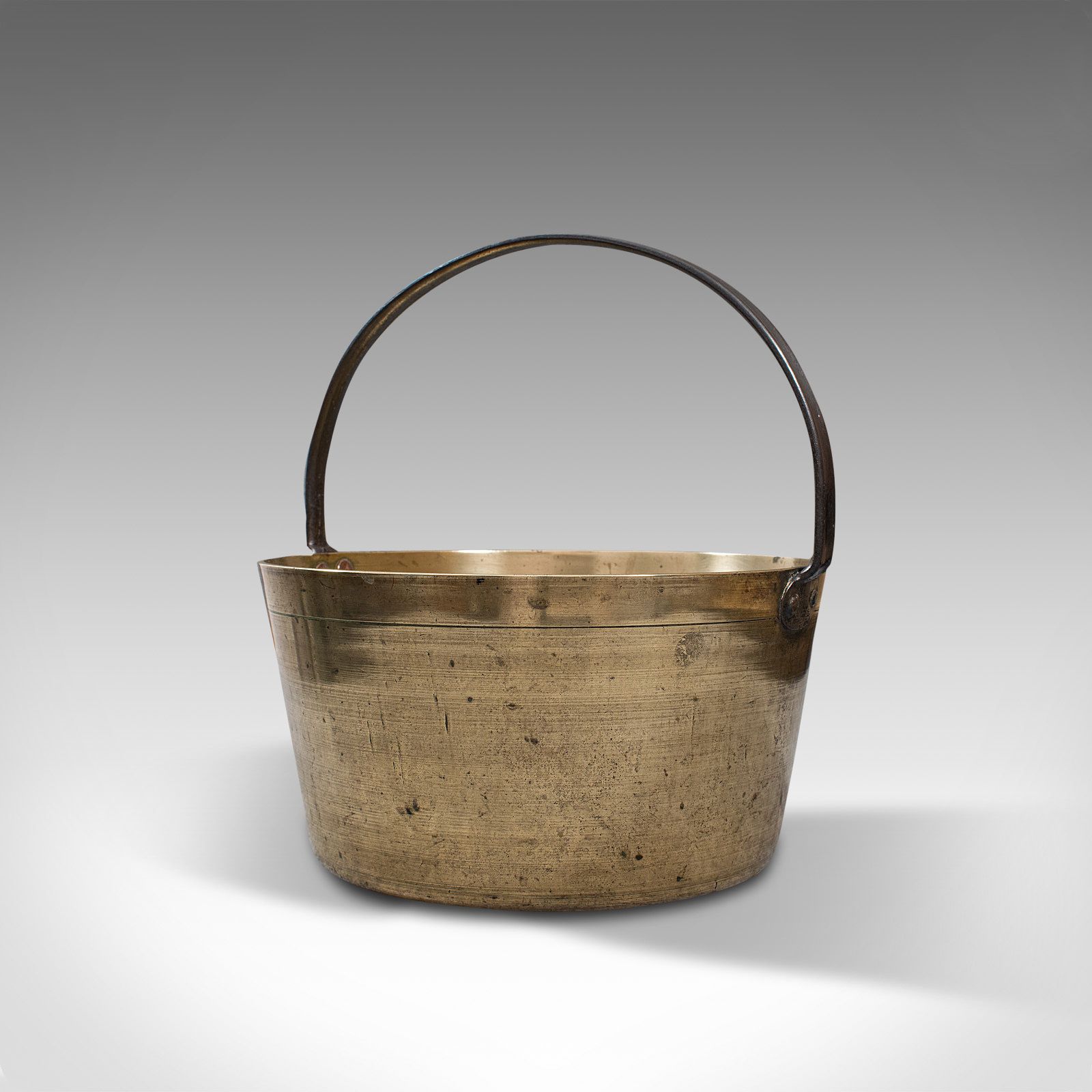 545.0 Antique Preserving Pan, English, Heavy Brass, Jam, Cooking Pot, Georgian, C.1800 photo