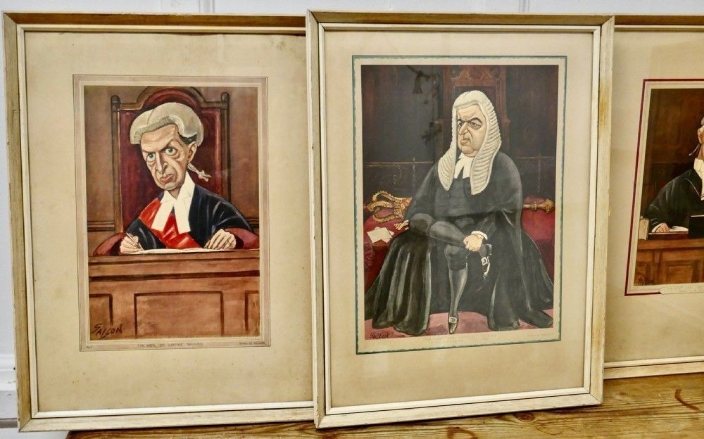 4 Original Caricature Prints Of Of Honourable Justices Of Great Britain By Sallon photo furniture