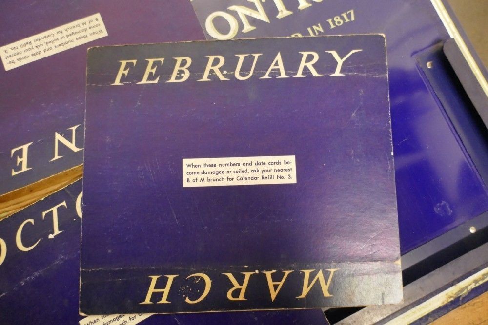 20th Century Tin Plate Perpetual Calendar From Bank Of Montreal, 1817 photo furniture