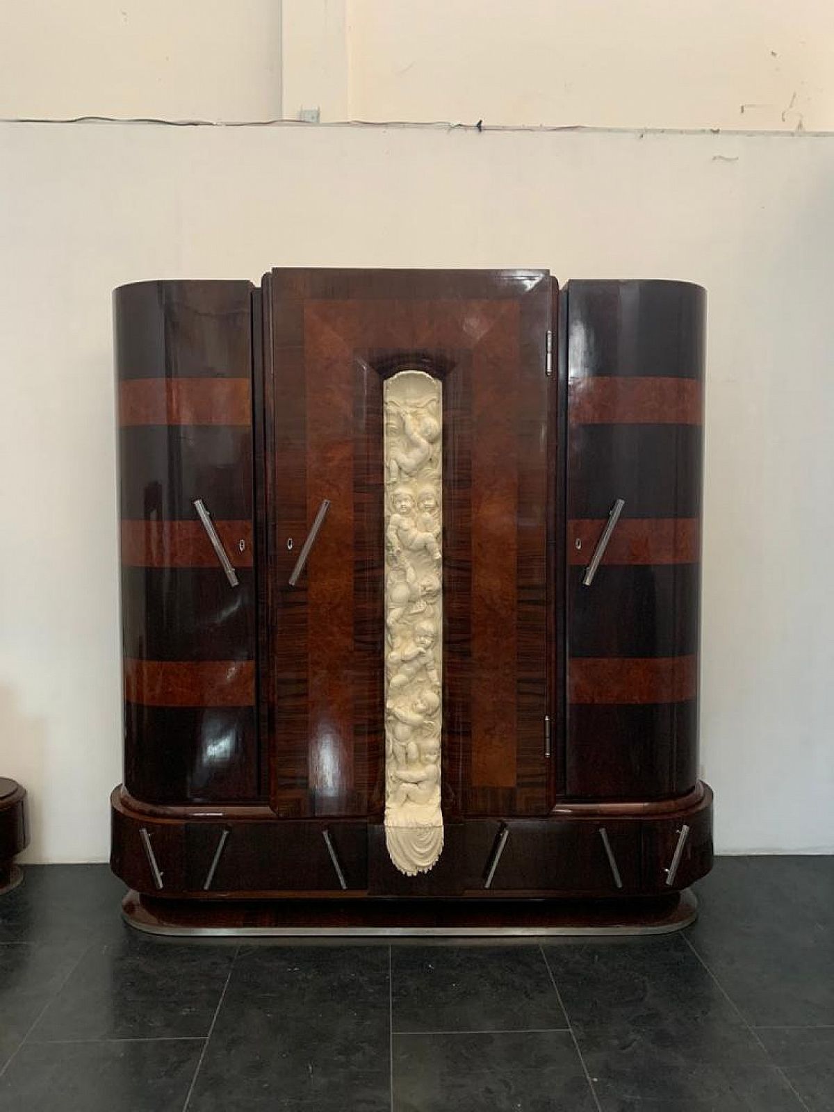 Closet In Carved Walnut And Rosewood With Lacquered Front By Ducrot, 1920s photo buy