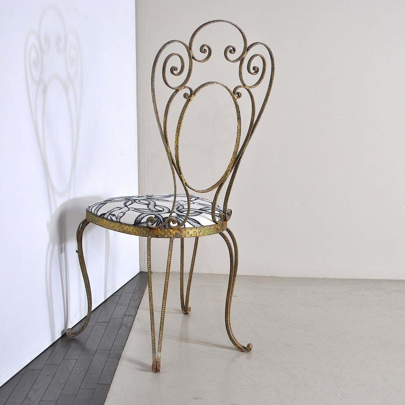 Pier Luigi Colli Italian Mid Century Hammered Brass Chair, 60s photo 757.64