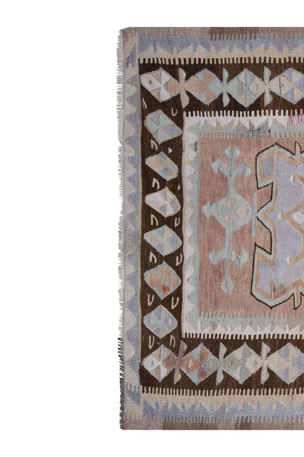 Hand Woven Turkish Oushak Kilim Flat Weave Wool Rug 5'1" X 11'10" photo for sale