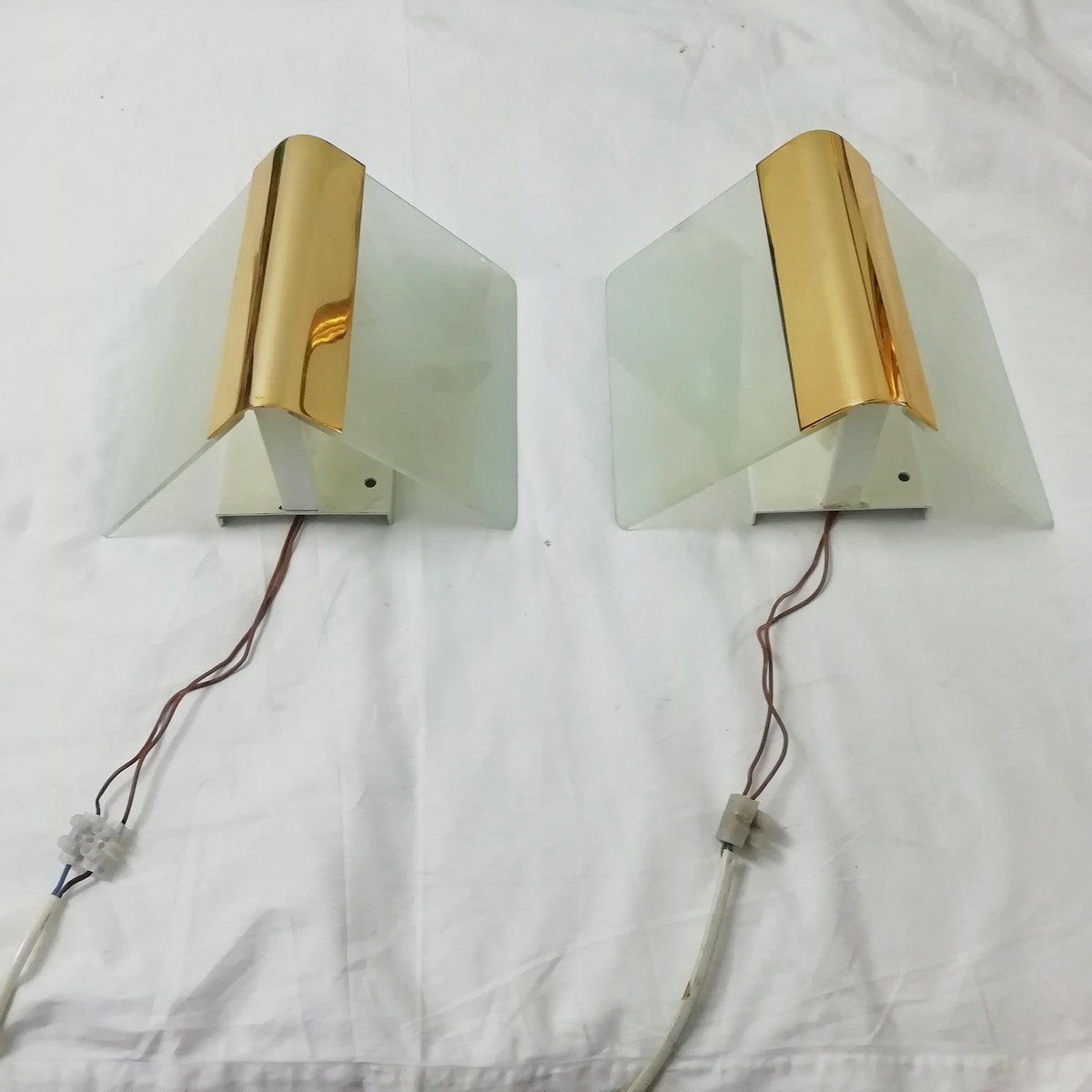Metal And Glass Metalarte Sconces, 1970s. Set Of 2 photo vintage