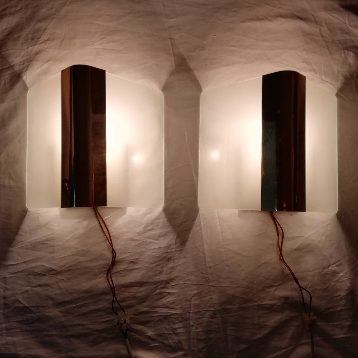 photo buy Metal And Glass Metalarte Sconces, 1970s. Set Of 2