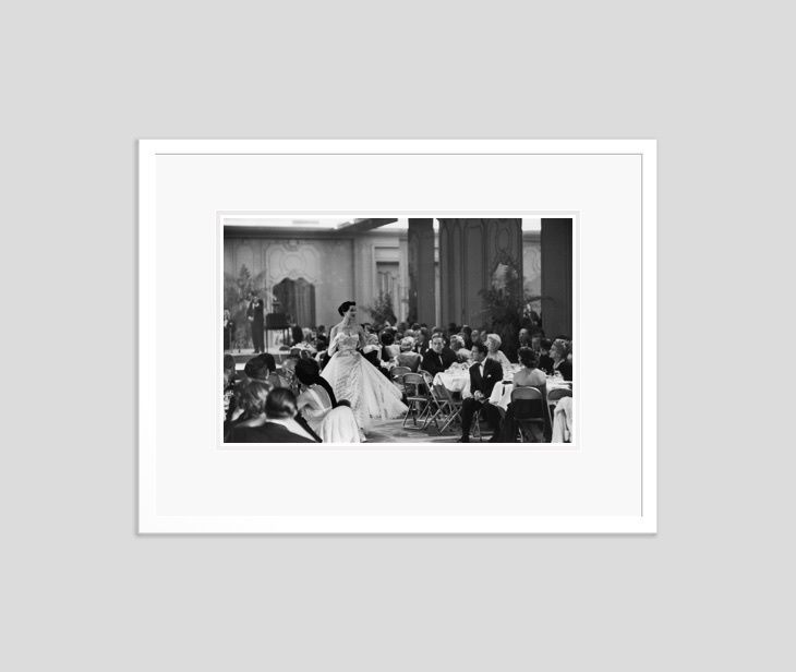 Slim Aarons 'Saks Fashion Show' 1955 Silver Gelatin Print Framed In White