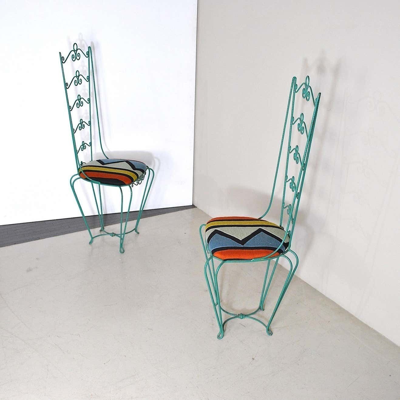 Set Of Two Wrought Iron Chairs From The Sixties photo for sale