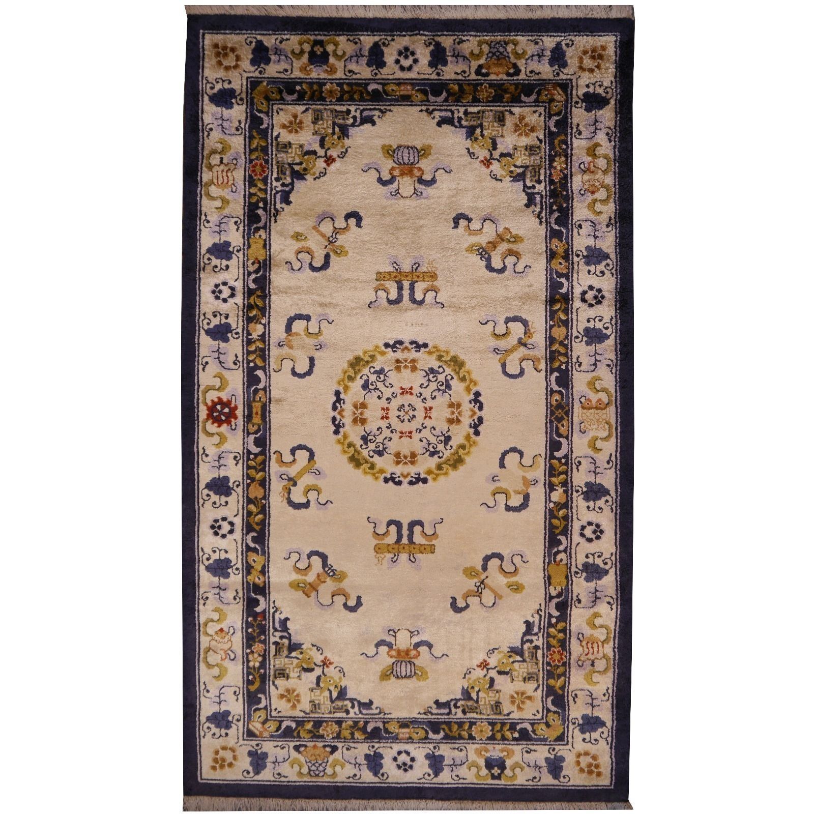 Mid Century Chinese Silk Rug, 1950s