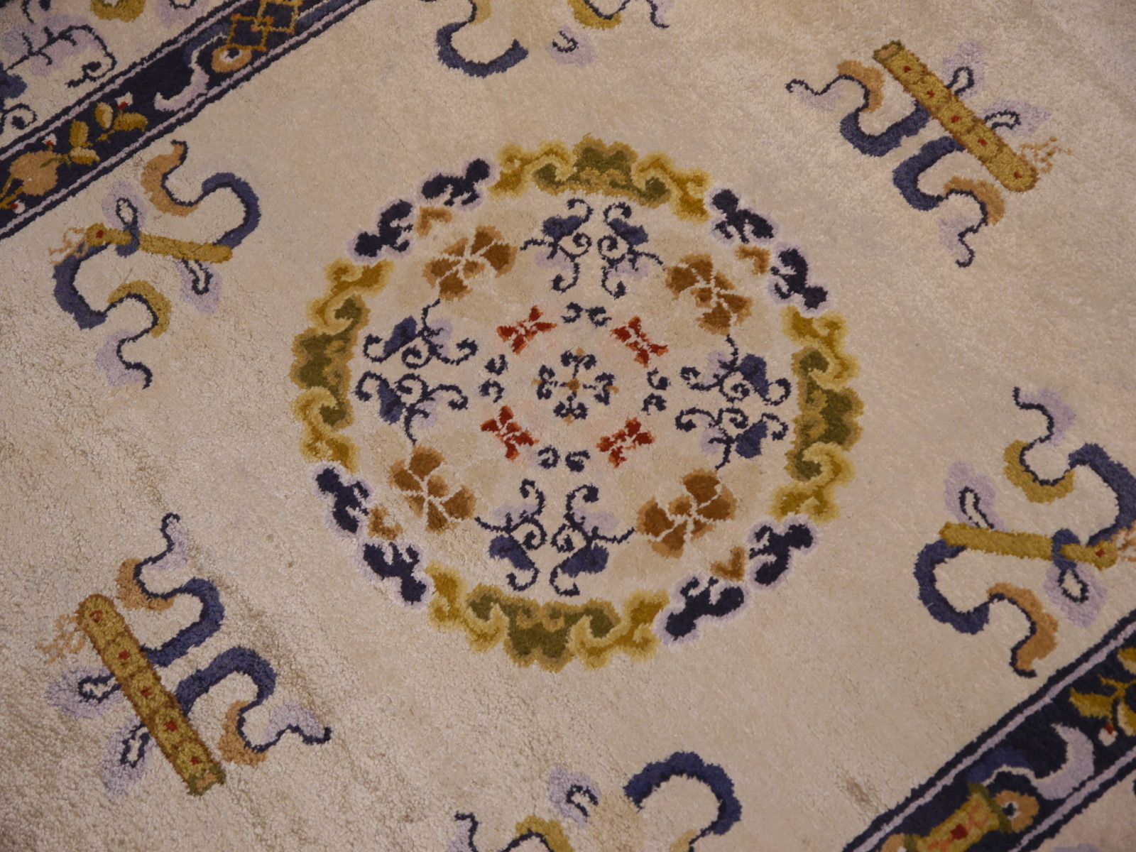 Mid Century Chinese Silk Rug, 1950s photo Textiles
